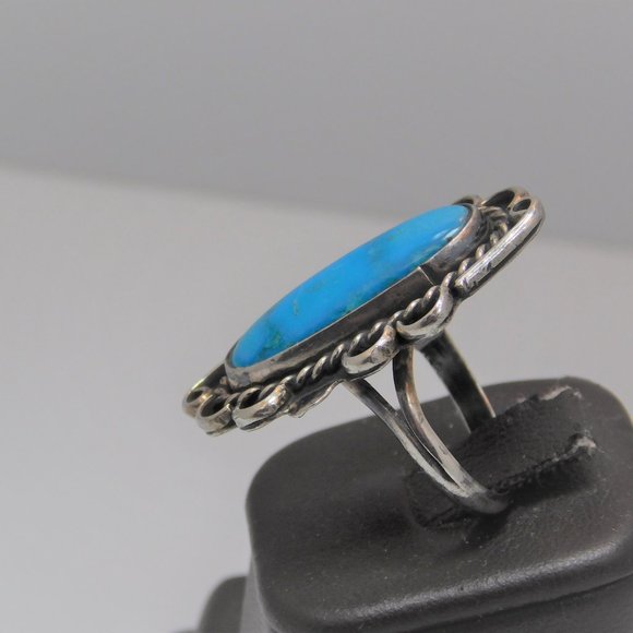 Turquoise 925 Silver Ring Size: 6.50 - Picture 3 of 4